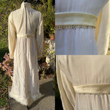 Antique Vintage Rhinestone Sequin Faux Fur Long Sleeve Womens Wedding Gown Dress
