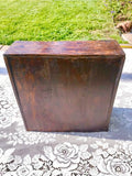 Antique Asian Brown Wood Carving Altar Table Cabinet With Drawers & Storage Rare