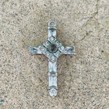 Silver Tone Cubic Zirconia CZ Cross Pendant