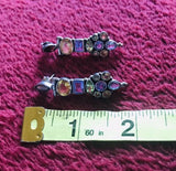 Vintage Garnet Citrine Peridot Amethyst Blue Topaz Sterling Silver 925 Earrings