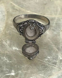 Antique Sterling Silver 925 Garnet Stone Poison Ring