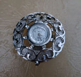 Vintage Navarre Silvertone “Desire” Shock Protected Heart Design Watch Pendant