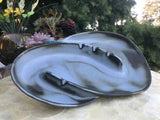 Vintage Frankoma Pottery F203 Teardrop Ashtray Blue Woodland Moss Ash Tray