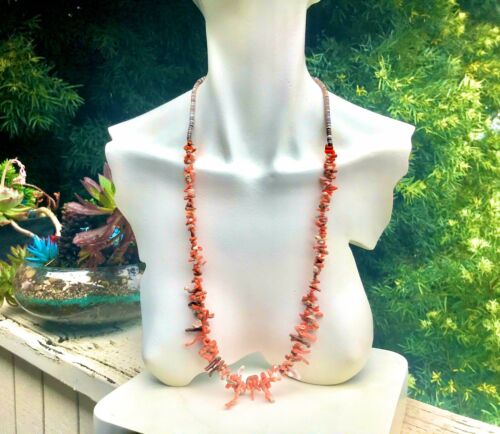 Vintage Natural Coral Shell Bead Handmade Necklace