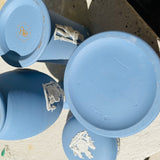 Vintage Blue Wedgwood Made in England Ceramic Vase Container Decor Set of 3