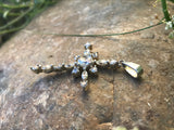 Vintage Sterling Silver 925 CZ Stone Rhinestone Cross Religious Charm Pendant