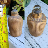 20th Century Antique Chinese Snuff Perfume Crystal Woven Bamboo Wrapped Bottle