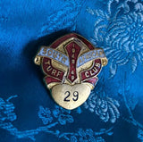 1948-1949 South African Turf Club # 29 Red + Gold Tone Enamel Cameo Pin Badge