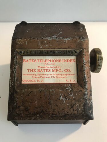 Antique 1920s Bates Rolling Paper Telephone Address Index USA