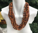 Joan Rivers Multi Strand Brown Wooden Red Beads Necklace