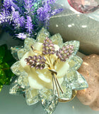 Vintage Gold Over Signed Sterling Silver 925 Pink Stone Flower Bouquet 19.8g Pin