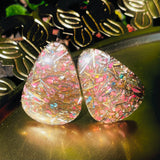 Vintage Lucite Aurora Borealis Confetti Metallic Mixed Retro Clip on Earrings