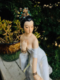Vintage Signed Porcelain Chinese Stamped Geisha Sitting Woman made in China Figurine