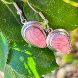Pink Rhodochrosite Argentina Sterling Silver 925 Teardrop Dangle Earrings 5g