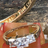 Plumb 14K Yellow Gold P14K Stamped CZ 3 Stone Princess Cut Ladies Size 6 Ring