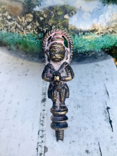 Antique Spiritual Relic Hindu Monkey God Hanuman Brass Ornament