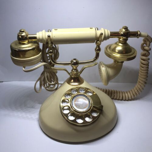 Vintage Cream Colored Rotary Phone Made In Japan