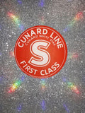 Vintage Cunard White Star Line First Class Luggage Label Sticker Letter "S"
