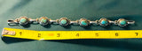 Vintage Signed Sterling Silver 925 Turquoise Stone Etched Link Bracelet 27.8g