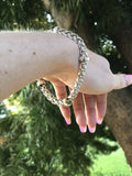 Signed Ralph Lauren LR Designer Silver Tone Foxtail Chain Toggle Bracelet