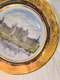 Limoges France Hand Painted Ceramic Chambord Rehausse Main Gold Tone Dish Plate