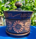 Ornate Vintage Carved Wood Greek Black Flower Decorative Keepsake Box Container