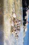 Handmade Silver Tone Ornate Hollow Bead Dangle Drop Earrings