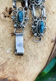 Vintage Sterling Silver Plata 925 Mexico Blue Stone Bracelet
