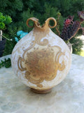 1800s Mount Washington Crown Milano Gold Gilded Globular Vase w/ Angel Cherubs