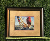 Sailboat Racing the Wind Michael O'toole print Double matte Glass Framed Boat