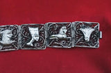 Antique Vintage Ornate Filigree Egyptian Panel Silver Bracelet