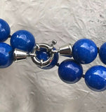 Blue Round Lapis Lazuli Large 15mm Stone Bead knotted 29” Long Necklace Vintage
