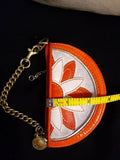 Authentic signature Coach coin purse/key chain. Orange Patten leather