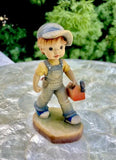 Signed Anri Design Valentine Italy Woodcarving Young Boy w Toolbox Figurine