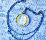 Vintage Lucerne Antimagnetic Etched Gold Tone Floral Pocket Watch Chain Necklace