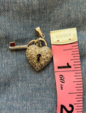 Sterling Silver CZ Rhinestone Key to My Heart Locket Lock 2 Piece Pendant