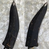 Antique India Gurkha Kukri Knife Etched Dagger w Leather Sheath + Small Knife