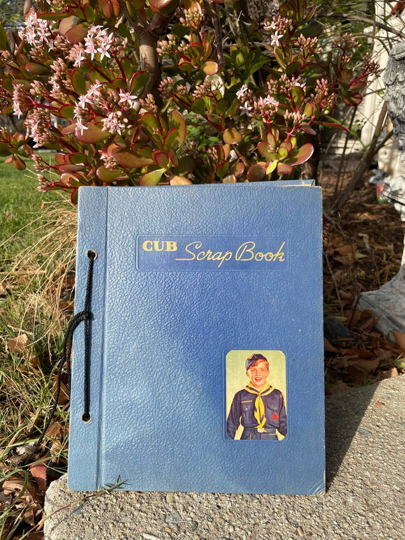 1950s Cub Scout Boy Scouts of America Blue Bound Scrapbook Original B&W Pictures