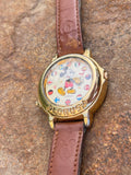 Lorus Rare International Flags Disney Quartz Mickey Mouse Brown Gold Wrist Watch