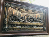 Vintage Metal High Relief Lords Last Supper Jesus Apostles Framed Art Picture