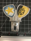 Yellow And Black Lion Flag Shield Car Badge