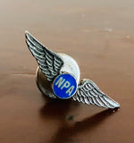 Petite Vintage Silver Tone Blue NPA Wing Brooch Pin Badge