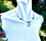 Vintage Sterling Silver 925 Moon Celestial Star Bead Choker Necklace