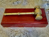 Rare Antique Brass Gavel (Judge Collector) Cherry Red Felt Wood Box