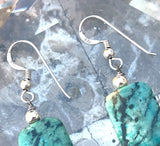 Artisan Sterling Silver 925 Turquoise Stone Dangle Drop Pierced Earrings 5.3g