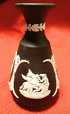 Antique Black Wedgwood Jasperware Cameo Bud Vase Chariot 4.5 Made in England
