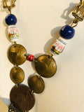 Un Sol de Oro Peruvian Peru Vintage Handmade Ceramic Beads Coin Llama Necklace