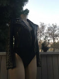 Rare Tart Designer Faux Leather Black Goldtone Studded Womens Jacket Small