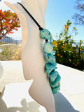 Large Statement Chunky Blue Teal Faux Turquoise Stone Necklace