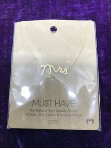 17” Gold Plated “Mrs.” Necklace